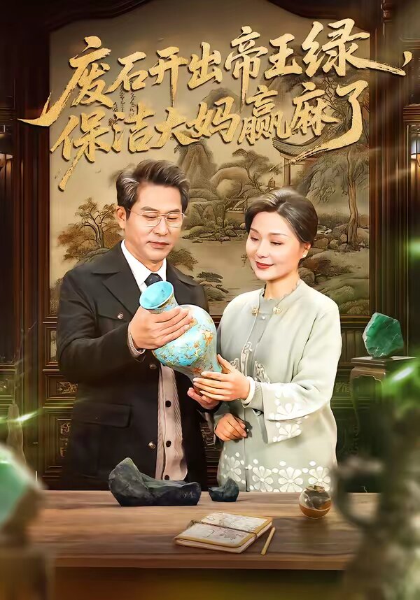 廢石開出帝王綠,保潔大媽贏麻了海報